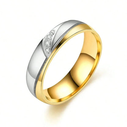 Stainless Steel Couple Rings For Men Women with Rhinestones Zirconia Rings Wedding Party Jewelry Valentines Day Gifts