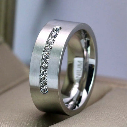 Couple Rings Men's CZ Stainless Steel Ring Women Square Cut Crystal Rhinestones Rings Set Wedding Engagement Jewelry