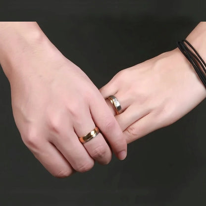 Stainless Steel Couple Rings For Men Women with Rhinestones Zirconia Rings Wedding Party Jewelry Valentines Day Gifts