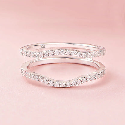 925 Sterling Silver Adjustable Guard Enhancer Curved Ring AAAAA Cubic Zircon Stack Wrap for Women Engagement Fine Jewelry