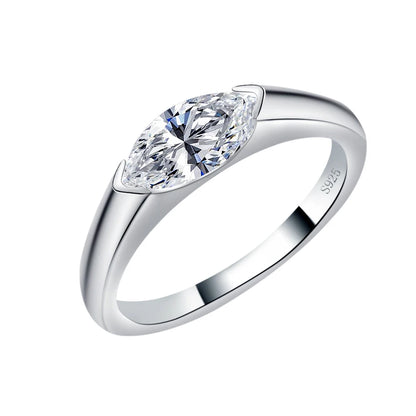 1ct Olive Moissanite Ring D Color Laboratory Diamond Rings Jewelry 18K Gold Plated S925 Silver Certificate