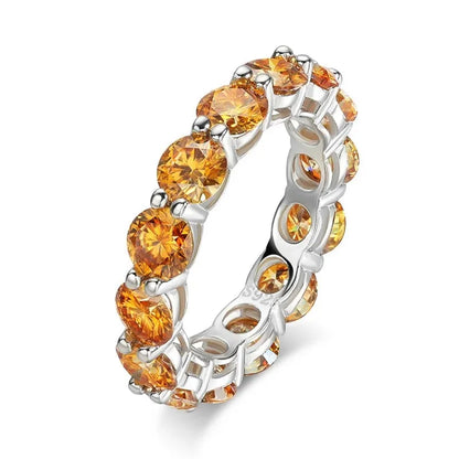 Full 5mm Yellow Moissanite Ring for Women Lab Created Diamond S925 Silver Jewelry Eternity Wedding Rings with Certificate