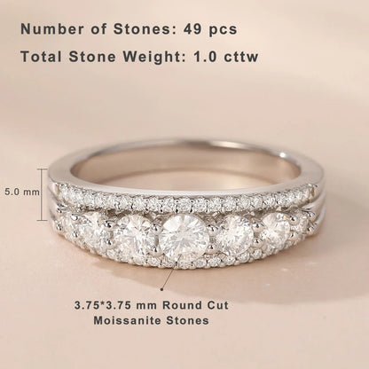 Luxury Moissanite Wedding Rings for Women Original 925 Sterling Silver Eternity Band Brilliant Engagement Ring Jewelry
