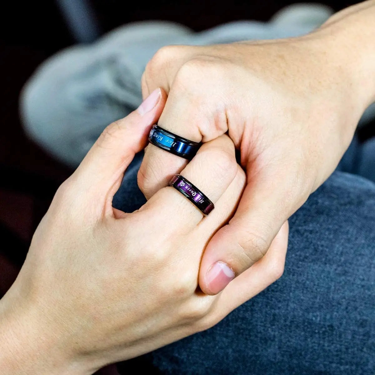 Promise Rings For Couple Romantic Her King His Queen Stainless Steel Couple Rings Wedding Band Jewelry Anniversary Gift