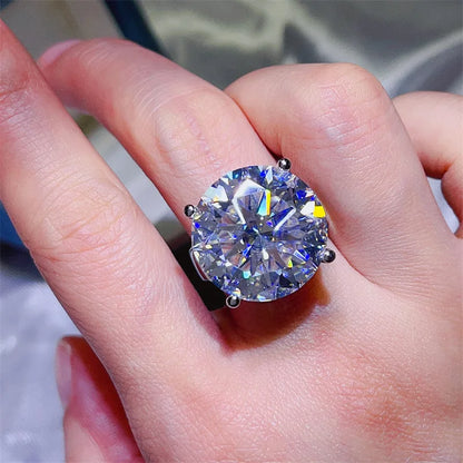 Luxury Real 20ct D Color Moissanite Diamond Ring 925 Sterling Silver Engagement Wedding Band Rings for Women Jewelry Gift