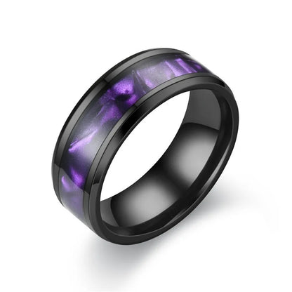 Couple Rings Romantic Women Heart Purple Rhinestones Zircon Ring Trendy Men Stainless Steel Rings Wedding Band Jewelry