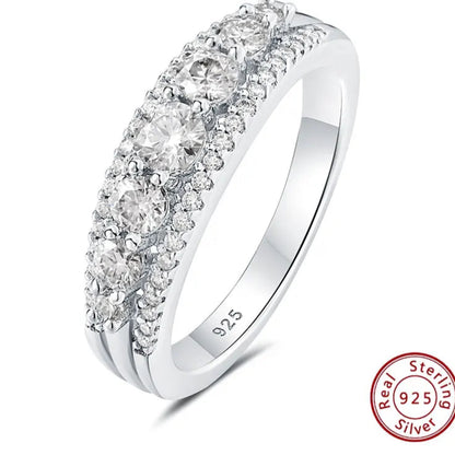 Luxury Moissanite Wedding Rings for Women Original 925 Sterling Silver Eternity Band Brilliant Engagement Ring Jewelry