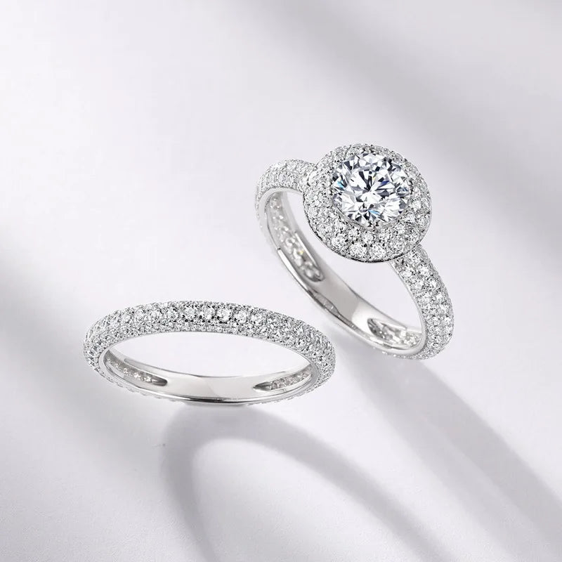 Deluxe Moissanite Band Ring with Certificate Laboratory Diamond Rings Women Wedding Jewelry 18K Gold Plated S925 Silver