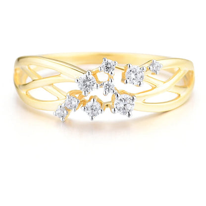 Authentic 14K 585 Yellow Gold Rings For Women Sparkling Diamond Exquisite Wedding Engagement Fine Gifts Jewelry