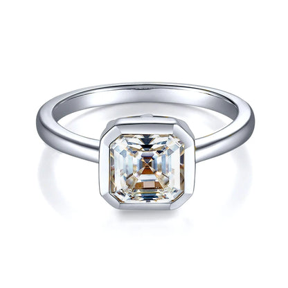 2.0ct Moissanite Wedding Ring for Women 7x7MM Laboratory Crafted Diamond S925 Silver Plated Gold Jewelry with Certificate