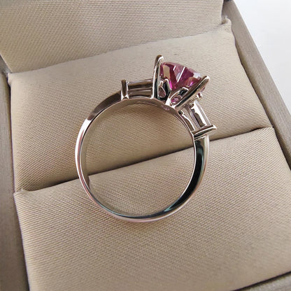 Luomansi S925 Romantic Heart Ring 1CT Pink Moissanite with Certificate Senior Female Jewelry Anniversary Party Gift