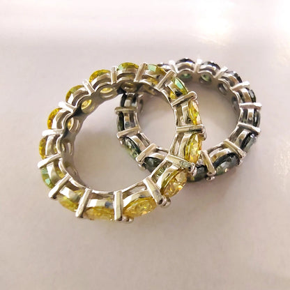 Full 5mm Yellow Moissanite Ring for Women Lab Created Diamond S925 Silver Jewelry Eternity Wedding Rings with Certificate