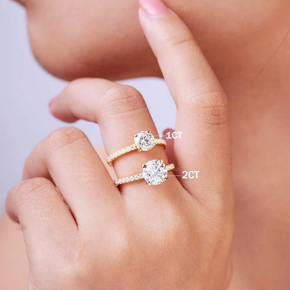 1-2 CT Moissanite Engagement Ring D Color Laboratory Diamond Rings Jewelry 18K Gold Plated S925 Silver with Certificate
