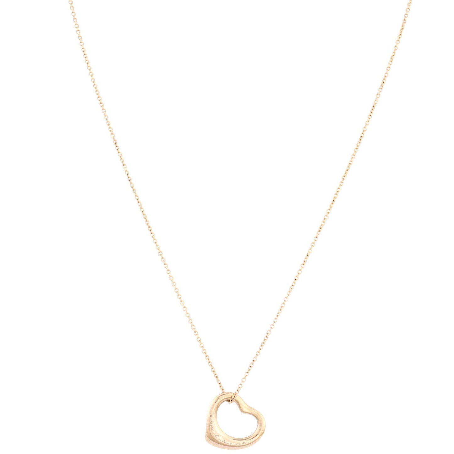 Tiffany & Co Elsa Peretti Open Heart 18k Yellow Gold Pendant Necklace