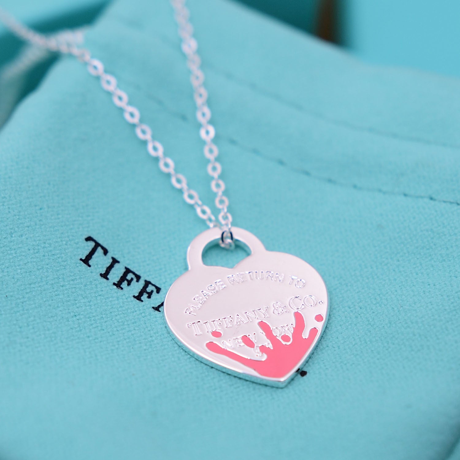 Tiffany & Co Return To Tiffany Sterling Silver Enamel silver pink Color Heart Charm