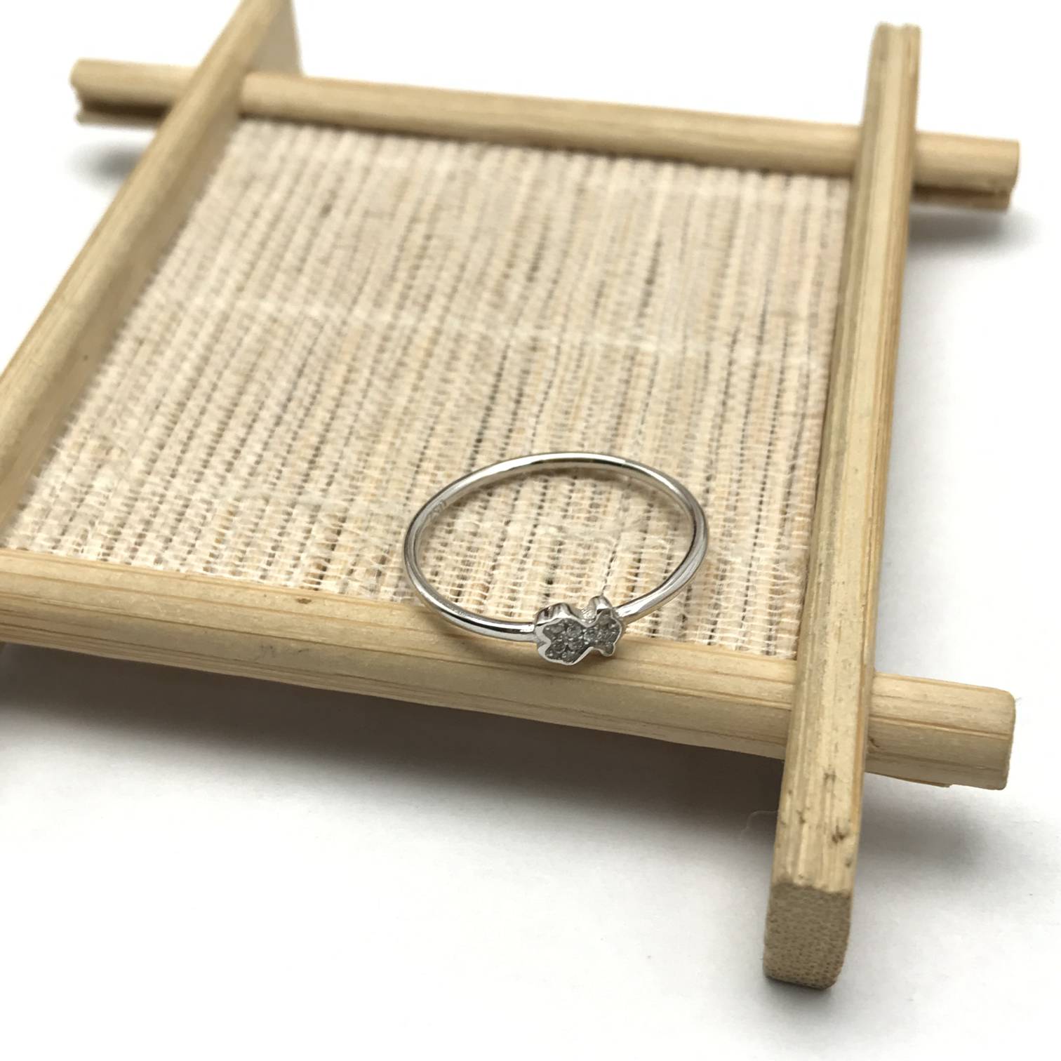 White  Puppies Ring with  Bear motif