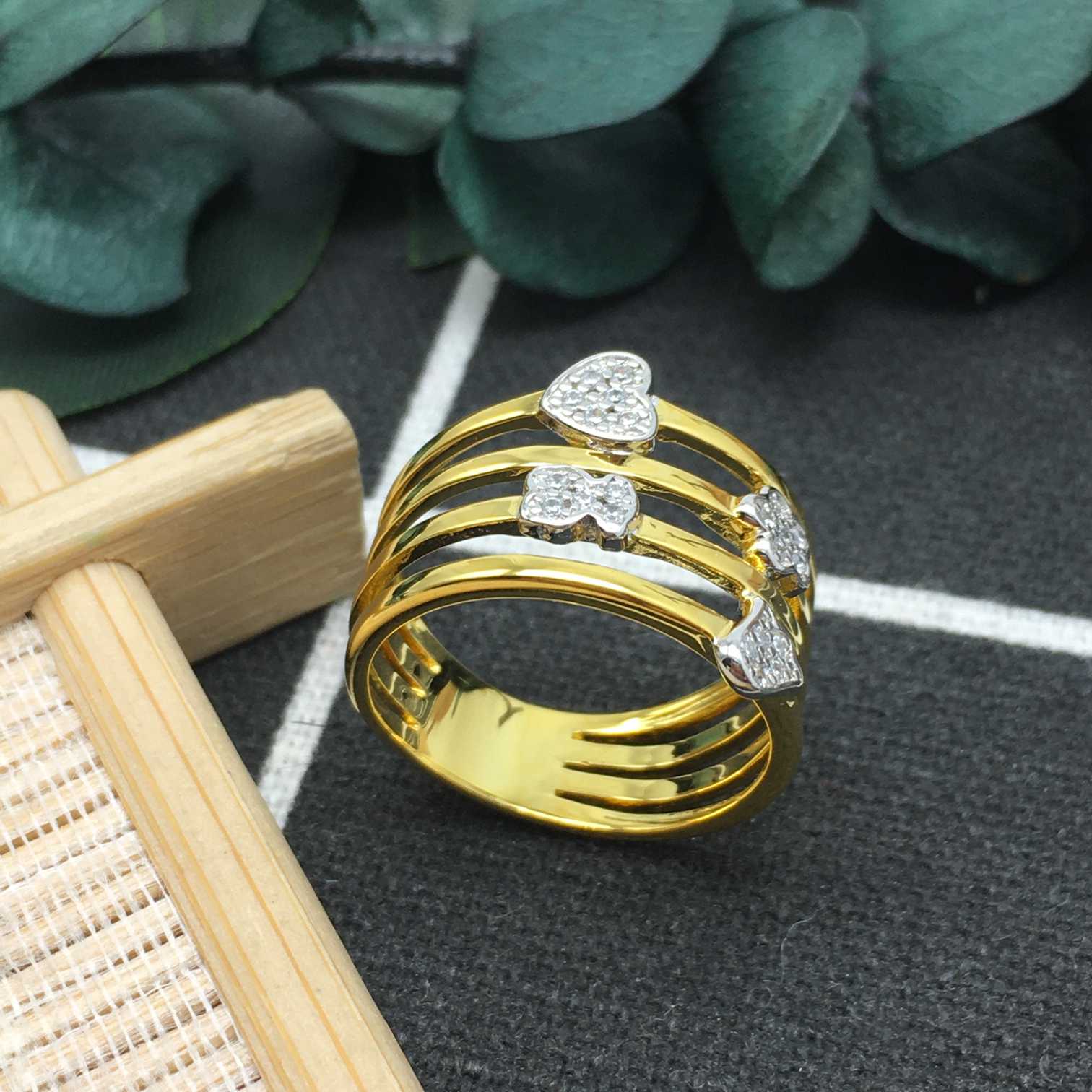 Silver gold-colored Join Ring with Gemstones size
