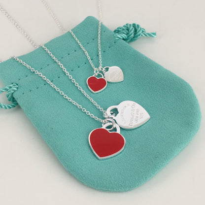 Set of Tiffany & Co Return to Tiffany Small Red Heart  Stud Earrings Silver  Necklace earrings Bracelet