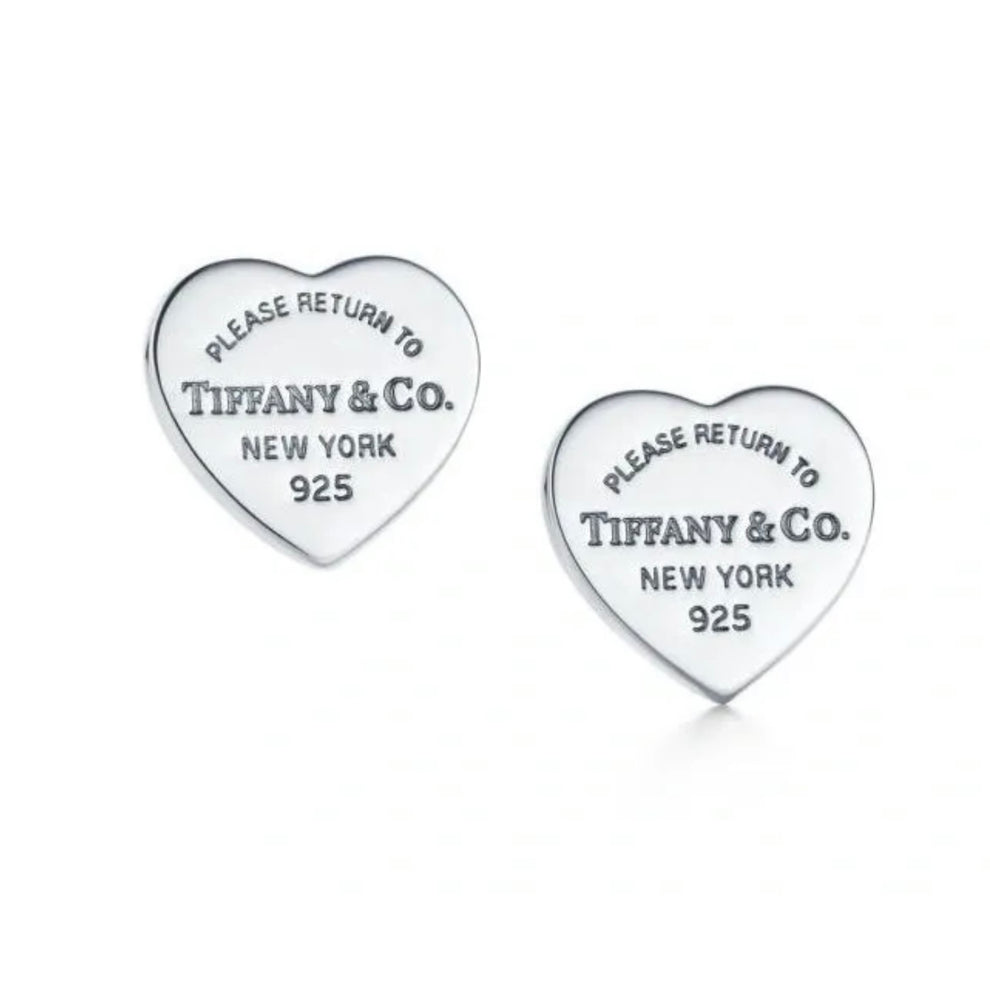 Iconic Return to Tiffany Sterling Silver 925 Heart Stud Earrings for Women