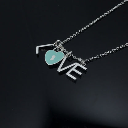 Tiffany & Co. Enamel 'Love' Charm Pendant Necklace