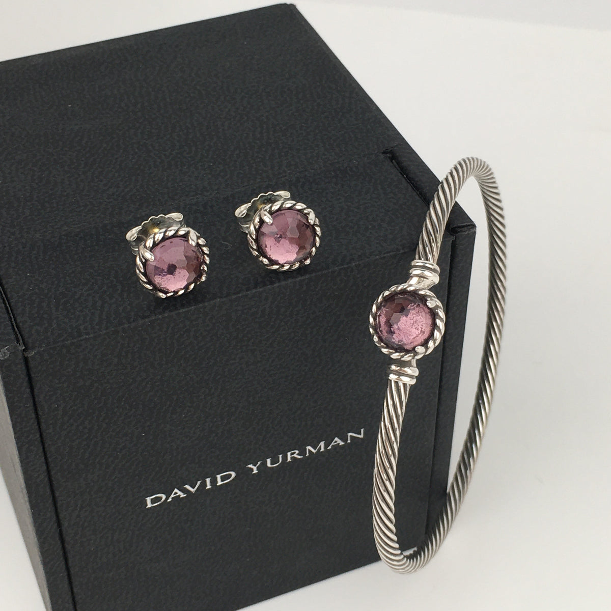 Set of David Yurman Amethyst Chatelaine Stud Earrings bracelet sterling silver