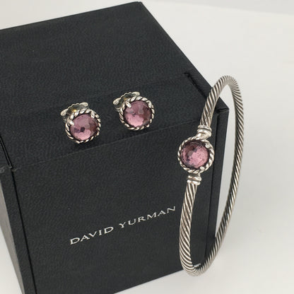 Set of David Yurman Amethyst Chatelaine Stud Earrings bracelet sterling silver