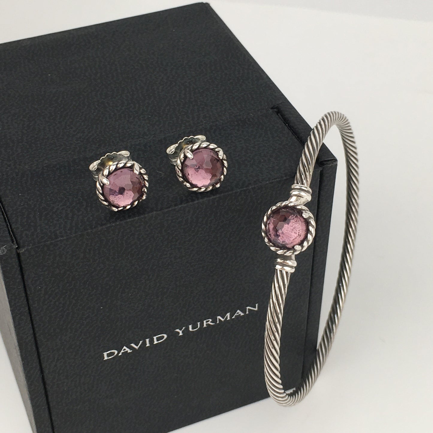 Set of David Yurman Amethyst Chatelaine Stud Earrings bracelet sterling silver