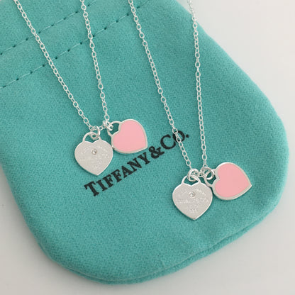 Set of Tiffany & Co Return to Tiffany Small Pink Heart  Stud Earrings Silver  Necklace earrings