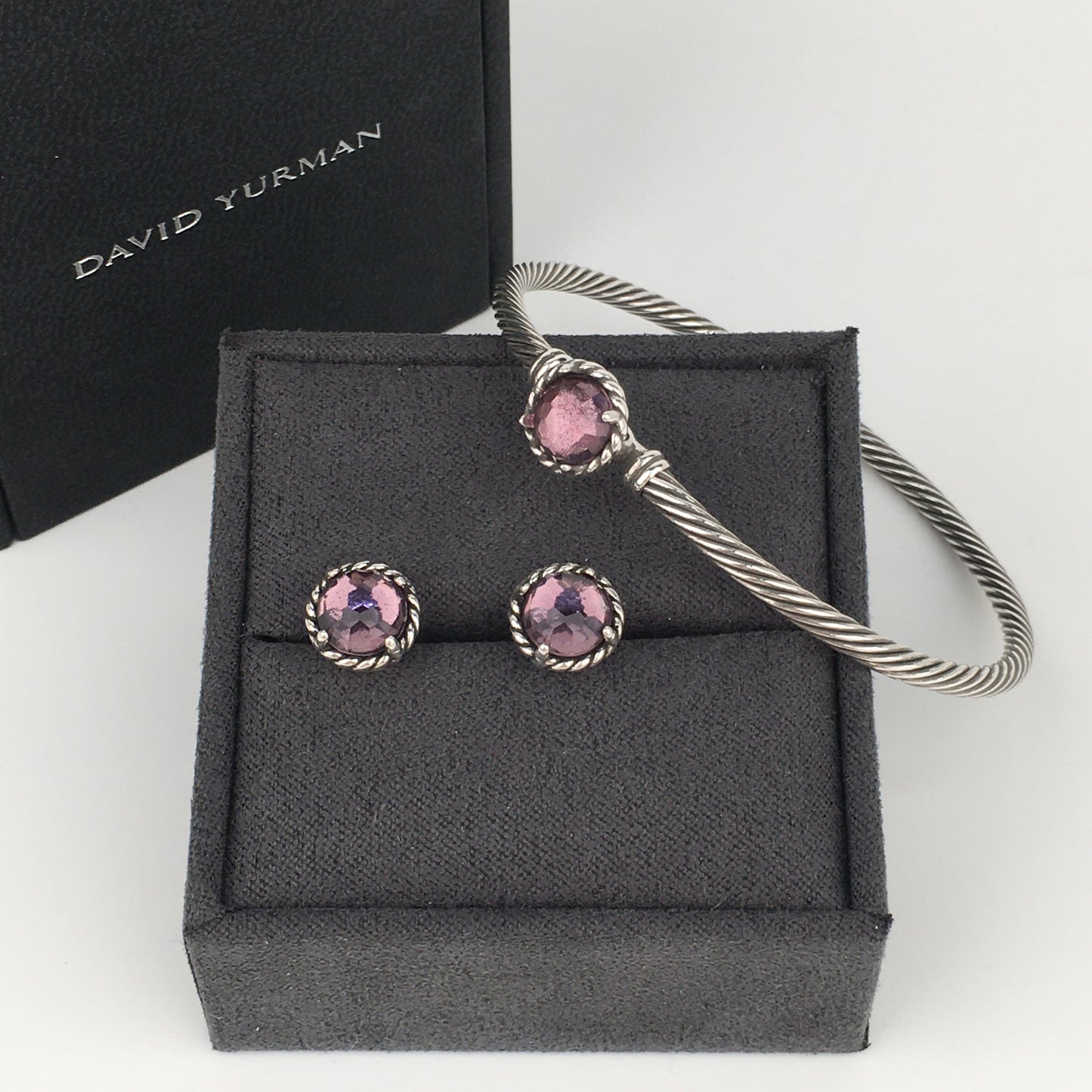 Set of David Yurman Amethyst Chatelaine Stud Earrings bracelet sterling silver