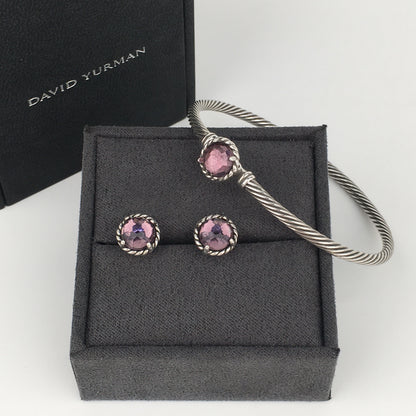 Set of David Yurman Amethyst Chatelaine Stud Earrings bracelet sterling silver