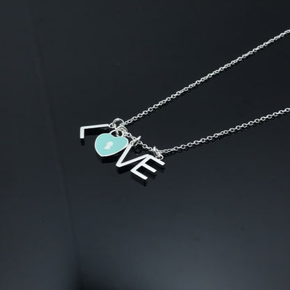 Tiffany & Co. Enamel 'Love' Charm Pendant Necklace