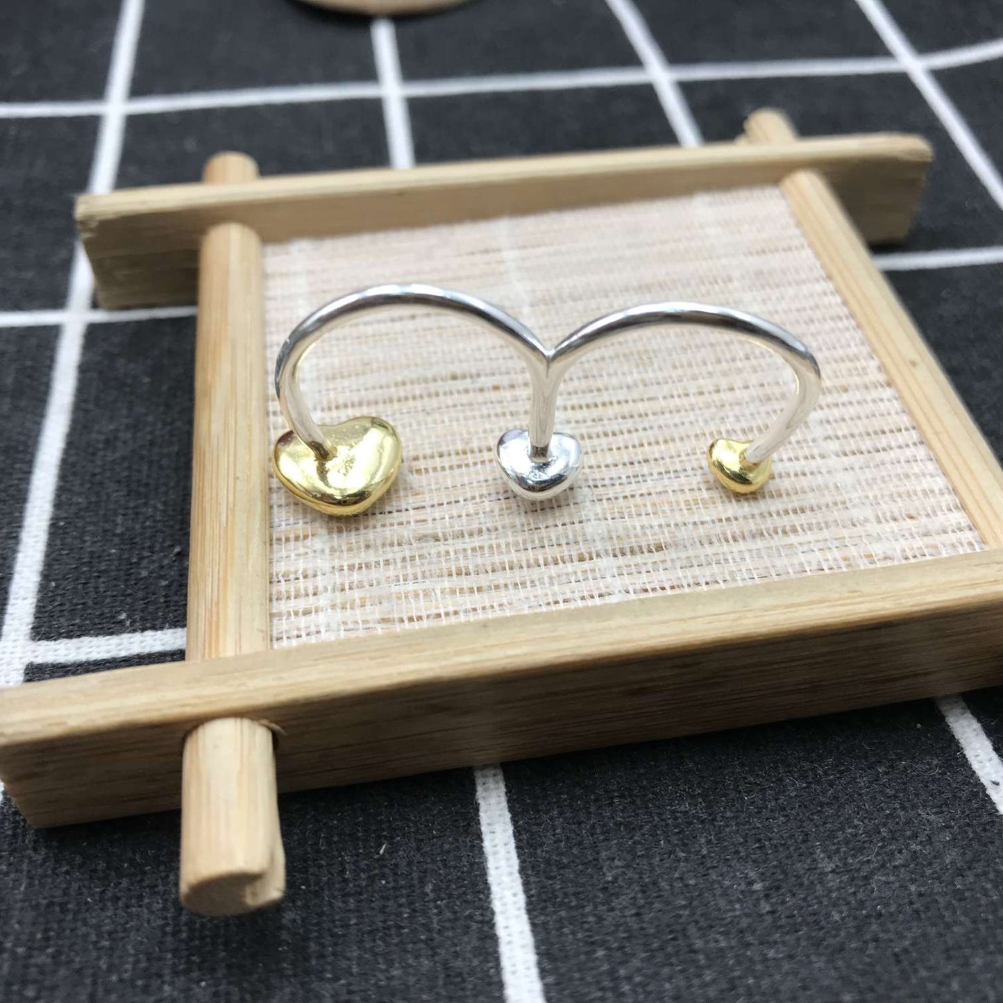 Large two-tone heart Double open ring My Other Half