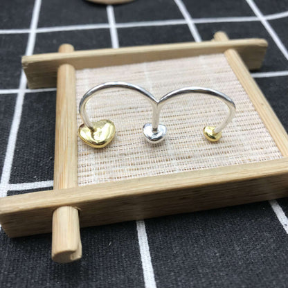 Large two-tone heart Double open ring My Other Half