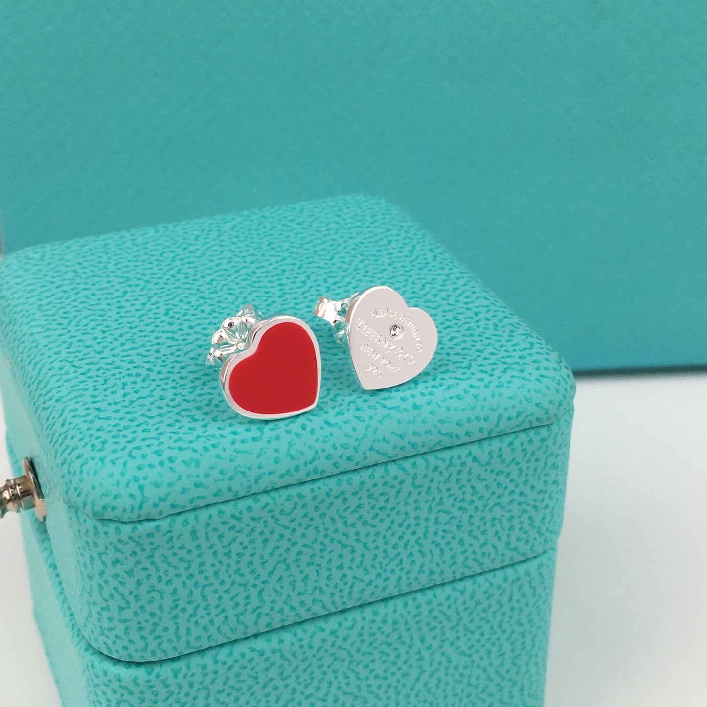 Set of Tiffany & Co Return to Tiffany Small Red Heart  Stud Earrings Silver  Necklace earrings Bracelet
