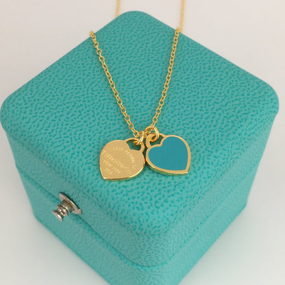 Set of Tiffany & Co. Return to Tiffany Small Blue Heart  Stud Earrings gold Necklace earrings