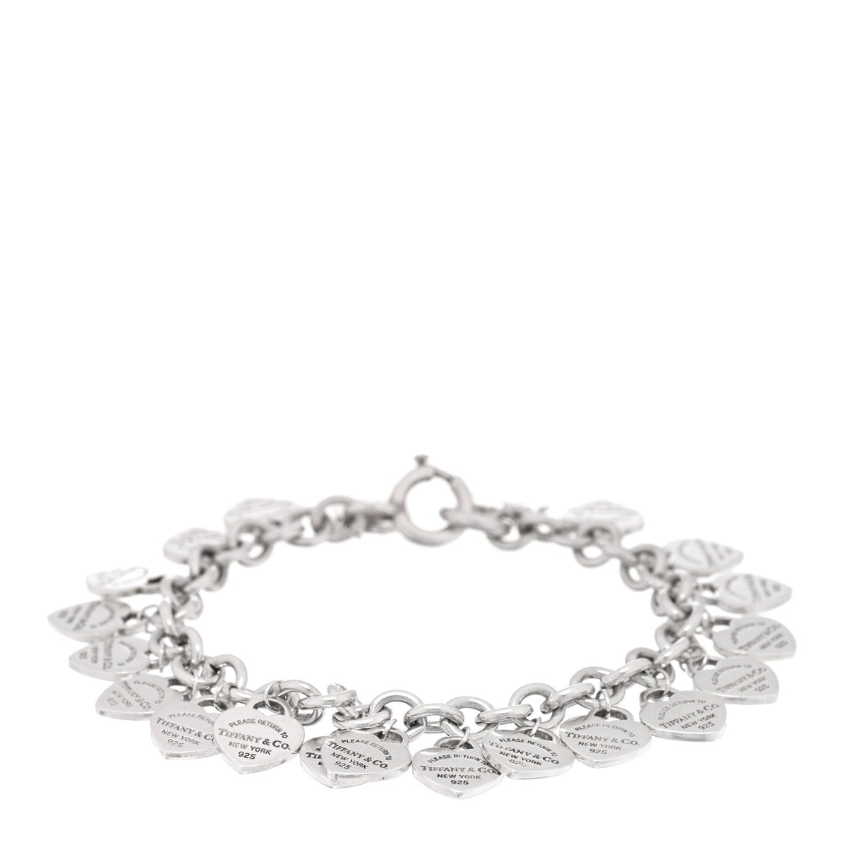 Tiffany Sterling Silver Mini Return to Tiffany Multi 16 Heart Charm Bracelet