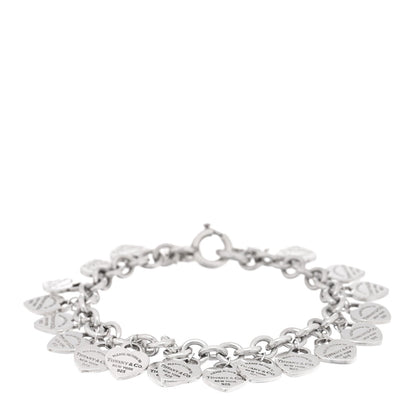 Tiffany Sterling Silver Mini Return to Tiffany Multi 16 Heart Charm Bracelet
