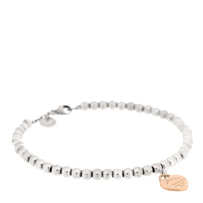 Tiffany Sterling Silver Rose Return to Tiffany Heart Bead Bracelet