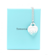 Tiffany Sterling Silver Enamel Splash Heart Tag Pendant Necklace, Adjustable Chain