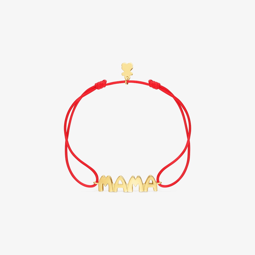 Red nylon Bracelet with vermeil Mama