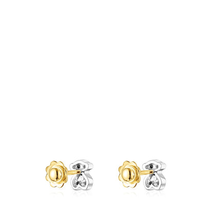 Gold Puppies earrings with diamonds bear motif |