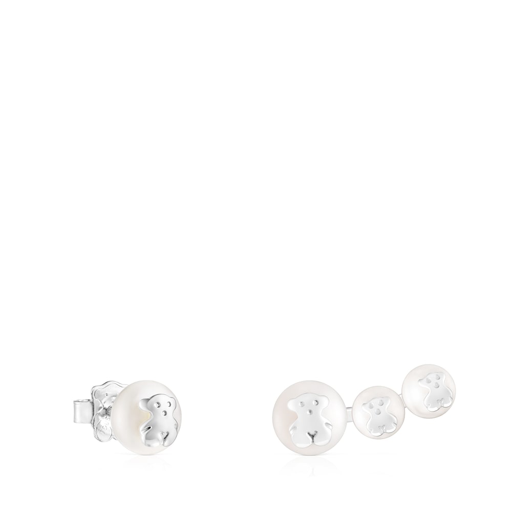 Silver and Pearl Icon Pearl Earrings |