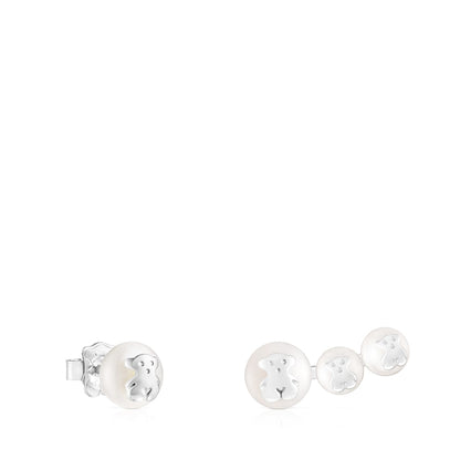 Silver and Pearl Icon Pearl Earrings |