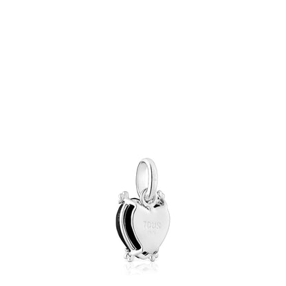 Silver Color Pills Heart pendant with onyx |