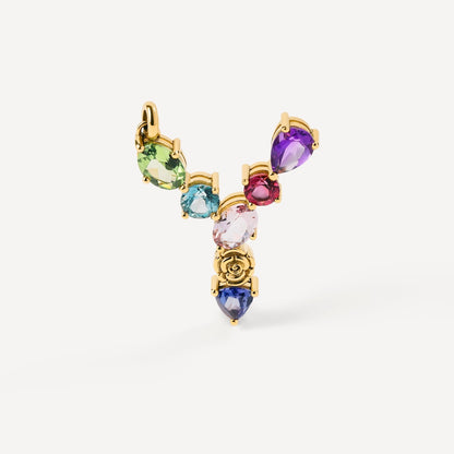 letter Y Pendant with gemstones ATELIER