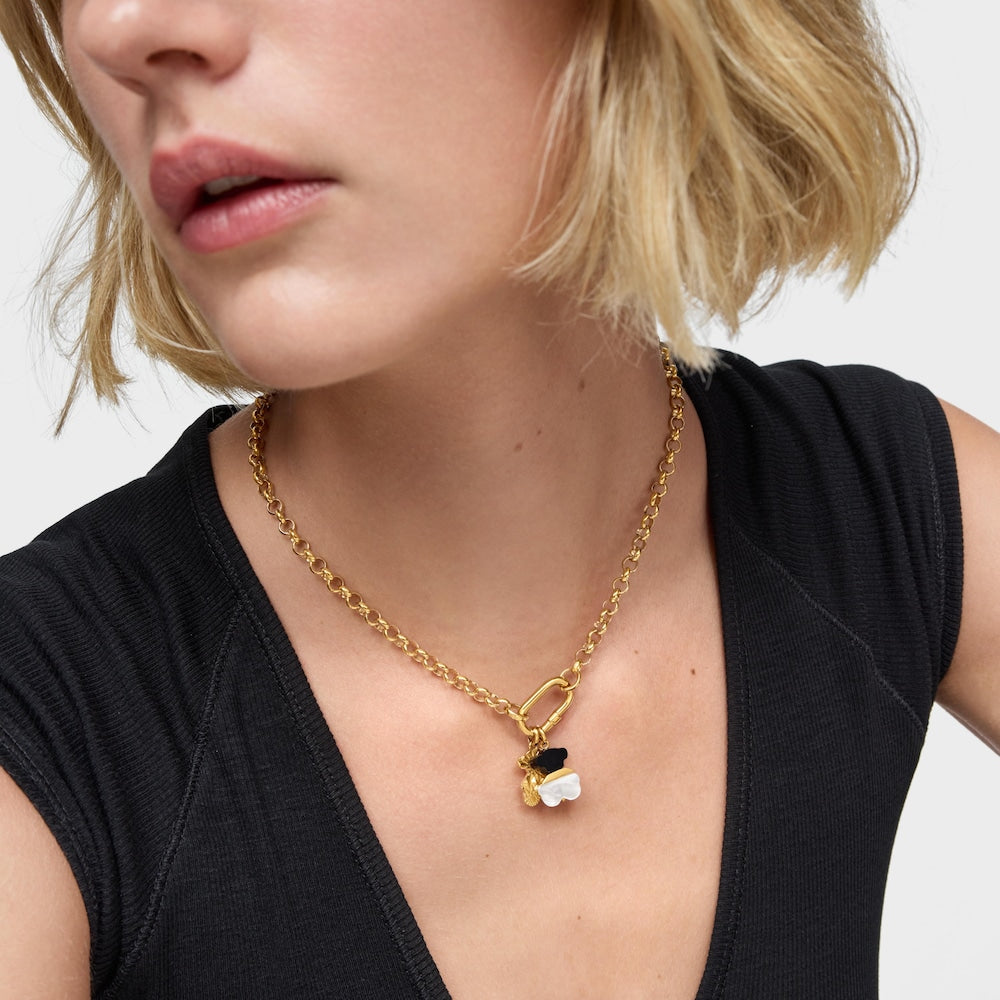 16 mm Pendant with  vermeil, mother-of-pearl and onyx Sweet Dolls