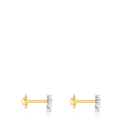 Gold Puppies earrings with diamonds bear motif |
