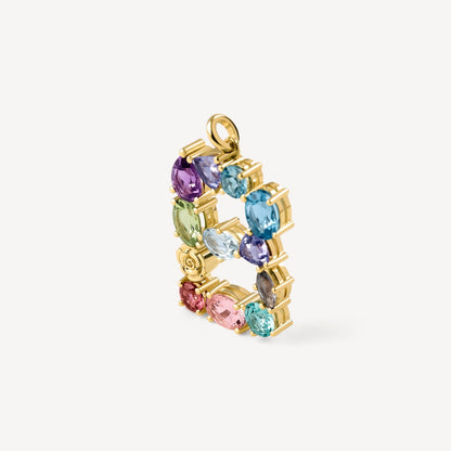 letter B Pendant with gemstones ATELIER