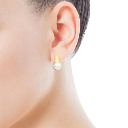Gold Sweet Dolls Earrings with pearls Bear motif |