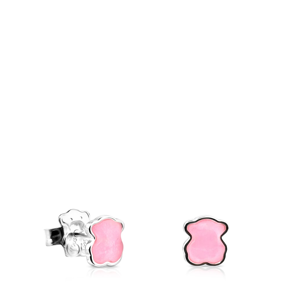 Silver   Color Earrings with rose Quartz |